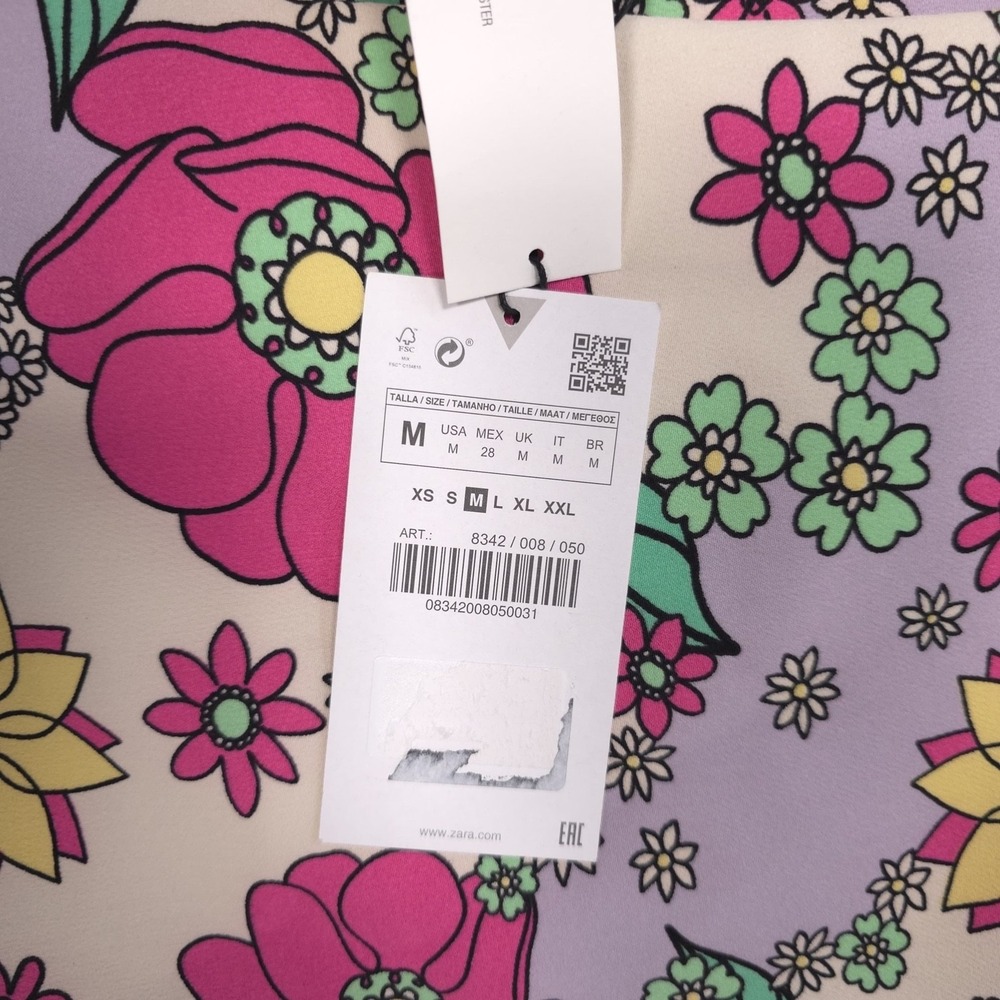ZARA New Floral Mini Skirt MEDIUM Multicolor Stretch Women’s 8342/008 ROMANIA - Picture 11 of 16